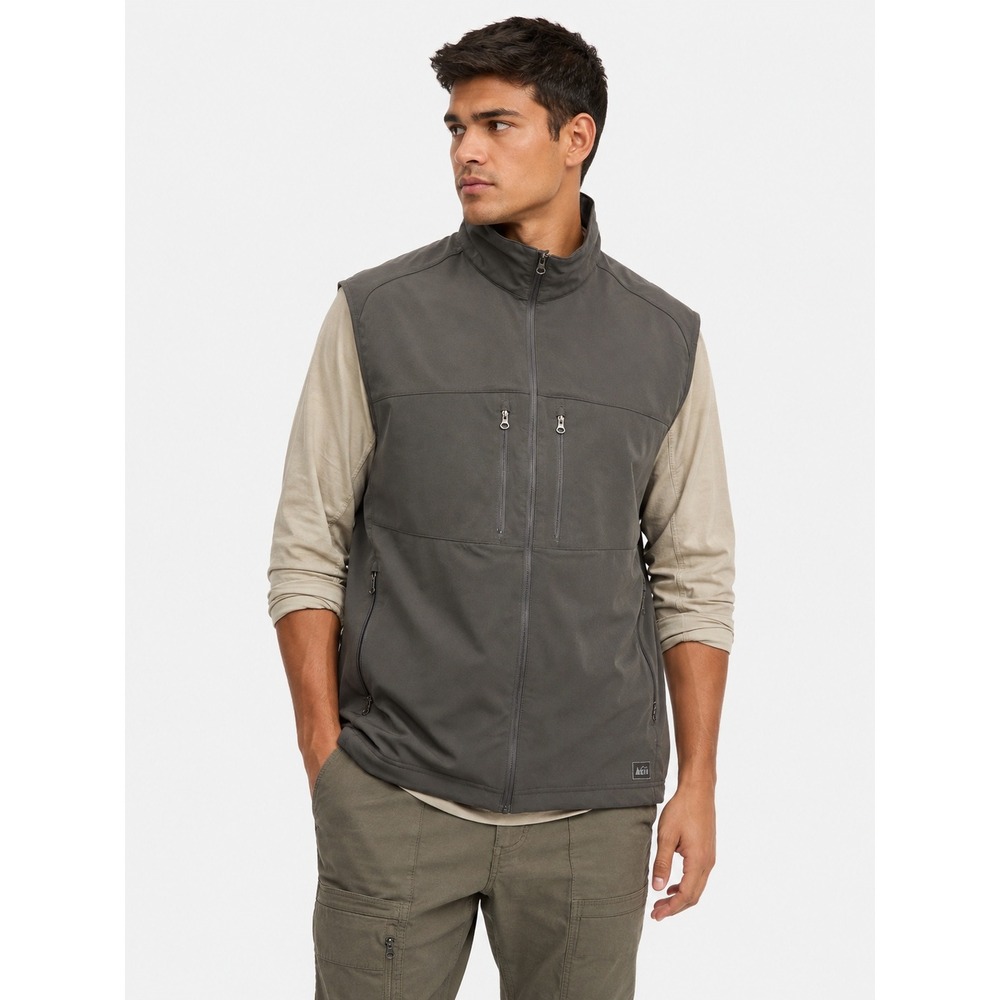 REI Softshell Vest Dark Gray Full Zip Hiking Outdoor Utility Gilet XXL